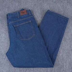 L.L. Bean Comfort Waist Jeans Mens 36x30 Blue Dark Wash Straight Leg 100% Cotton